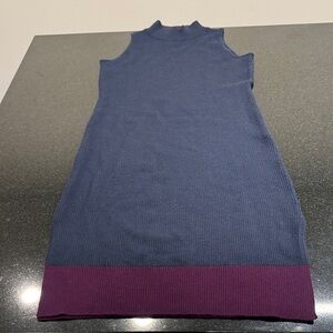 Athleta Sleeveless Wool Blend Blue and Purple Knee length Knit Dress S